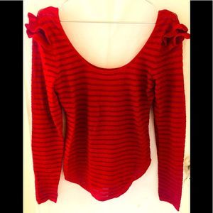 *Betsey Johnson* Great condition, red shoulder ruffle detail,  size Large!